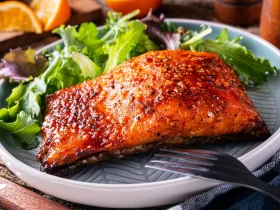Orange and Ginger Glazed Planked Salmon