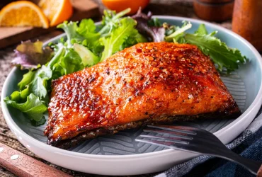 Orange and Ginger Glazed Planked Salmon