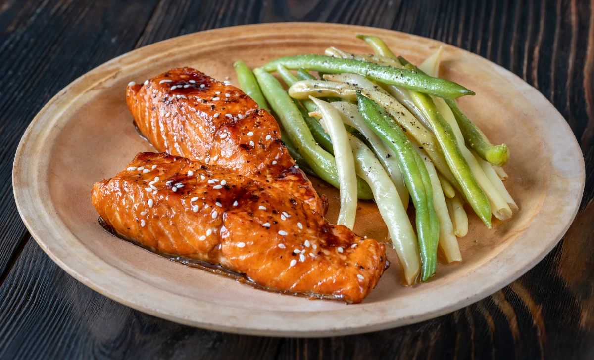 Teriyaki Salmon with Beans