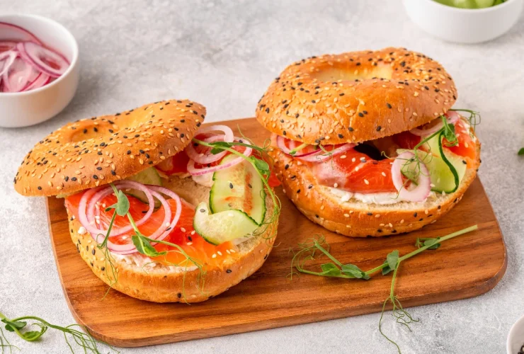 Bagel and Salmon Lox with Cream Cheese