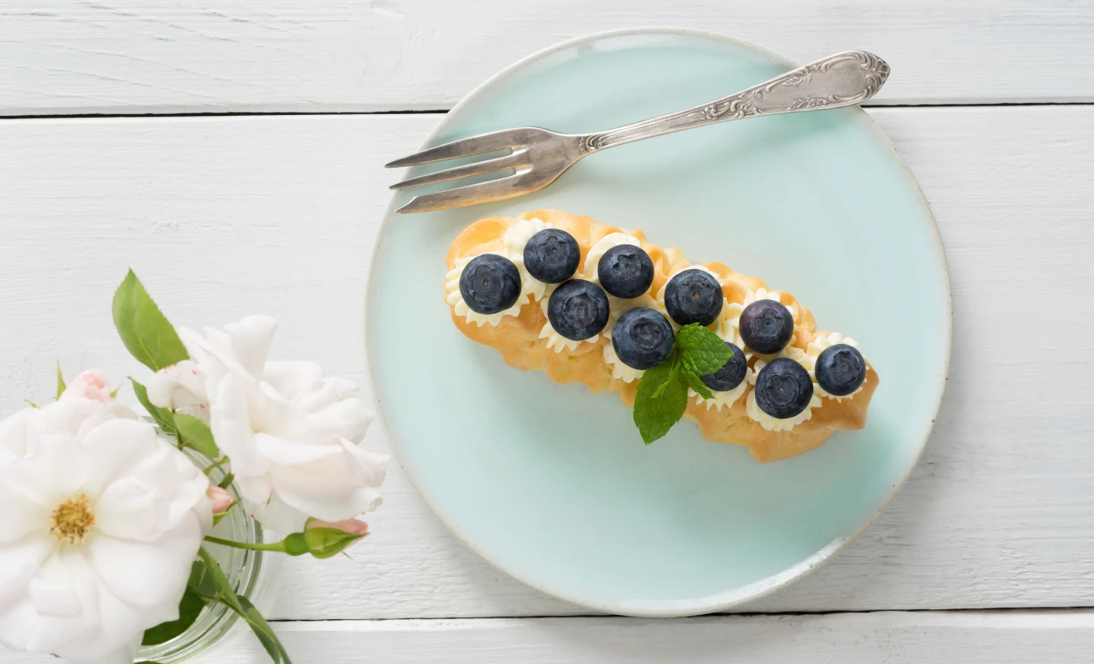 Buttercream Blueberry Eclairs