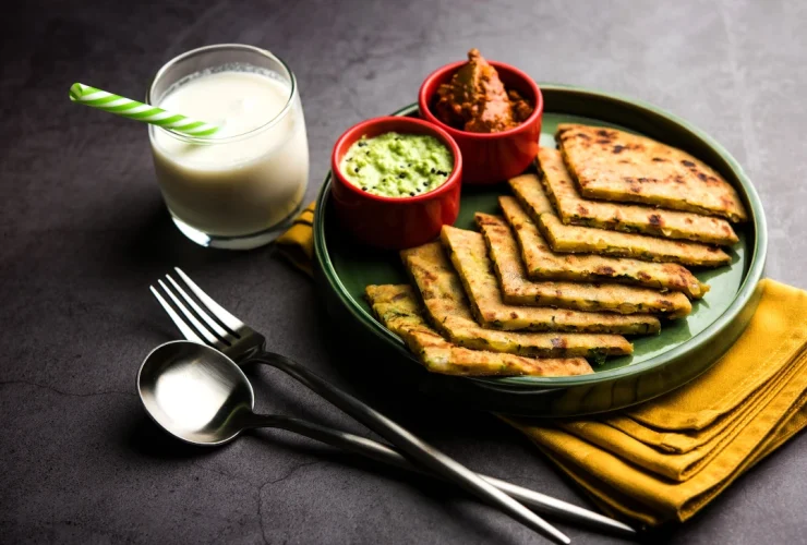 Chicken Cheese Paratha with Lassi