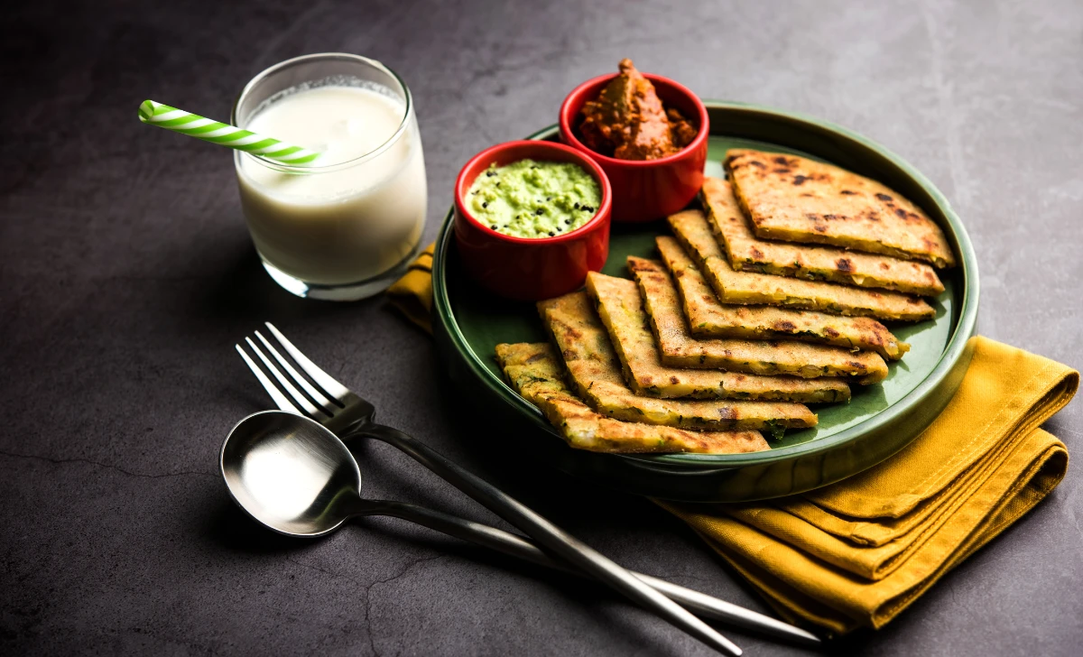 Chicken Cheese Paratha with Lassi