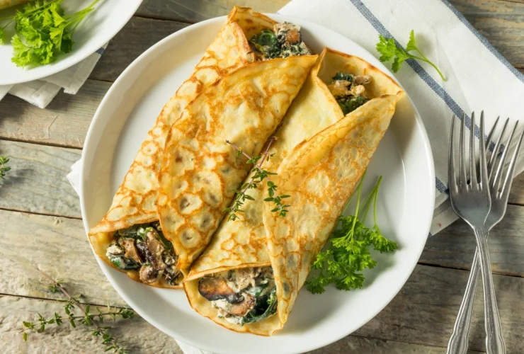 Mushroom and Spinach Crepe