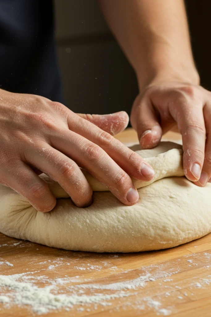 Dividing and shaping the balls for the di fara pizza dough recipe.
