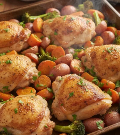 one pan chicken with roasted vegetables