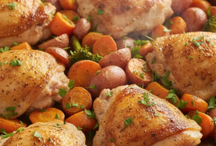 one pan chicken with roasted vegetables