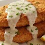 crispy chicken cutlets with garlic sauce