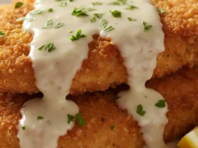 crispy chicken cutlets with garlic sauce