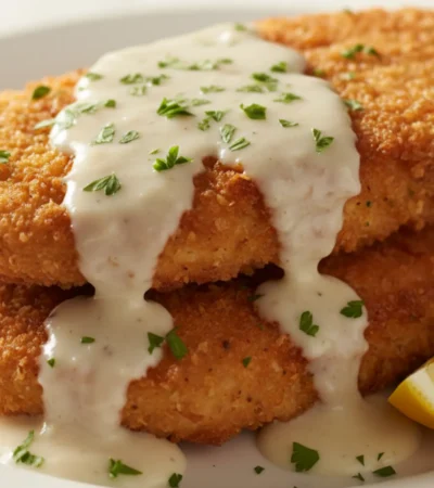 crispy chicken cutlets with garlic sauce