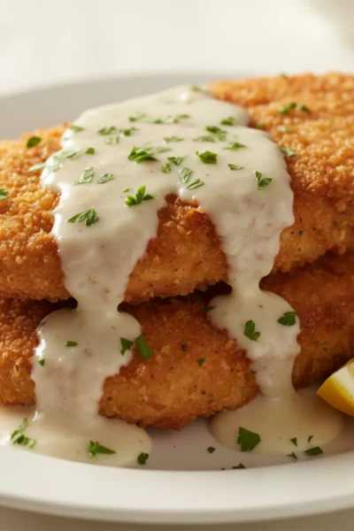 crispy chicken cutlets with garlic sauce
