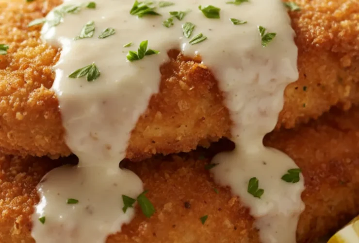 crispy chicken cutlets with garlic sauce