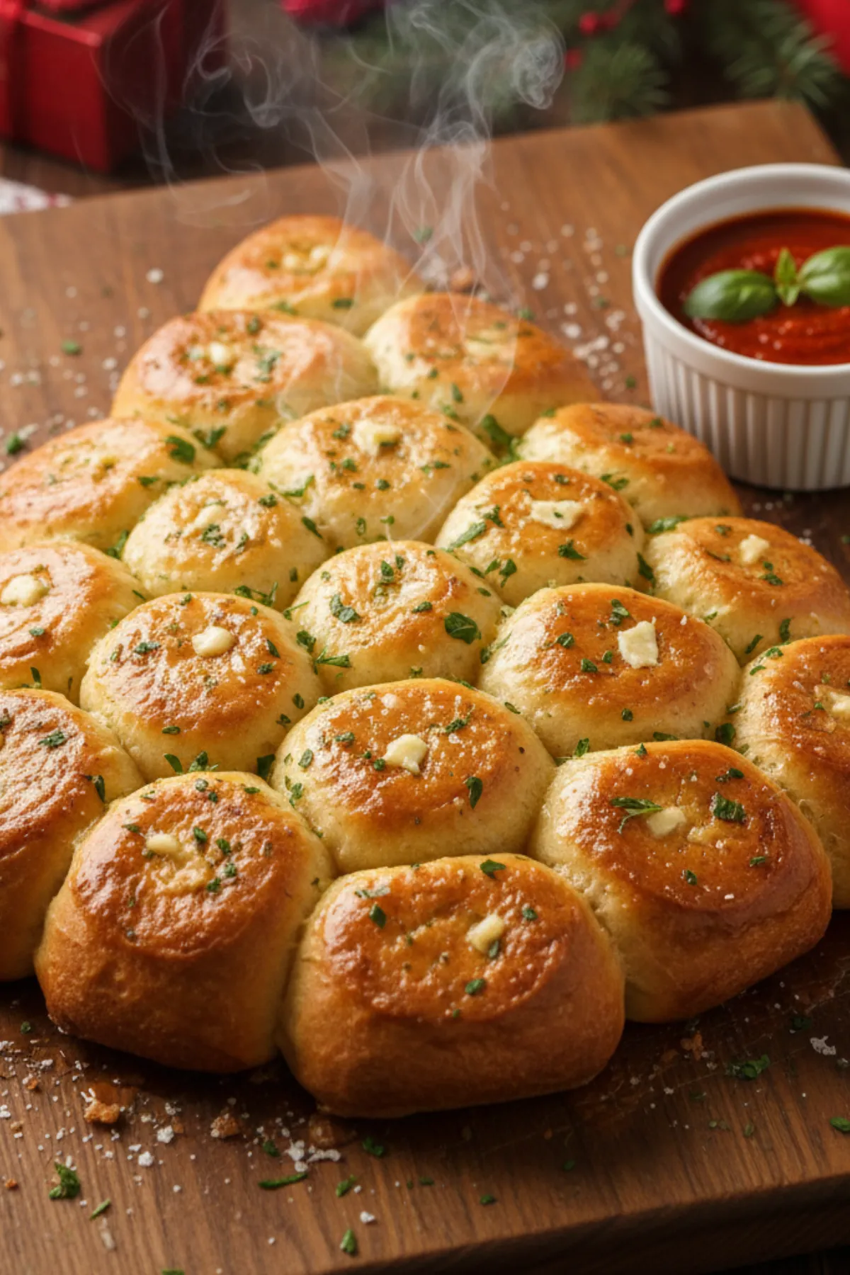 Garlic Parmesan Christmas Tree Rolls